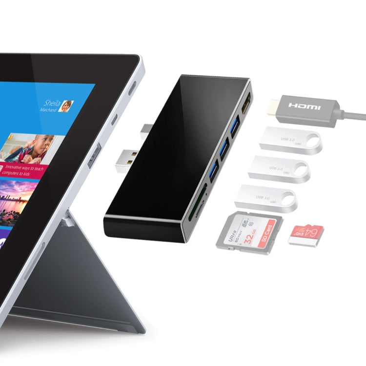 ROCKETEK SK-S4H 3 x USB 3.0 + HDMI + Lettore di schede di memoria SD/TF HUB Adattatore HDMI 4K, SK-S4H ROCKETEK SK-S4H 3 x USB 3.0 + HDMI + Lettore di schede di memoria SD/TF HUB Adattatore HDMI 4K, SK-S4H